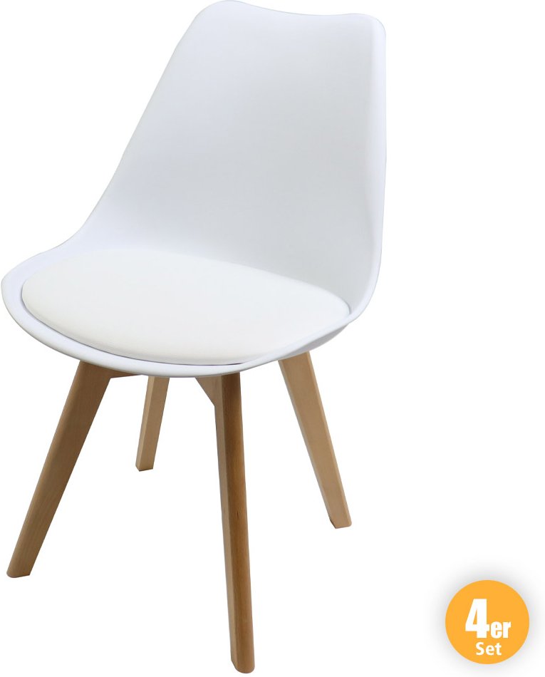 Esszimmerstuhl mit Rückenlehne Designstuhl 4er Set weiß