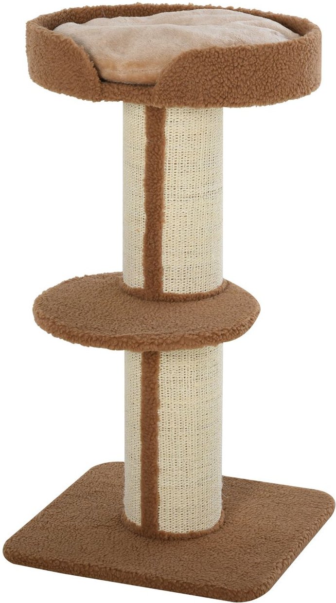 Katzenbaum Spielbaum Kratzstamm mit Plattform Sisal E1 Spanplatte Plüsch Hellbraun 45 x 45 x 91 cm