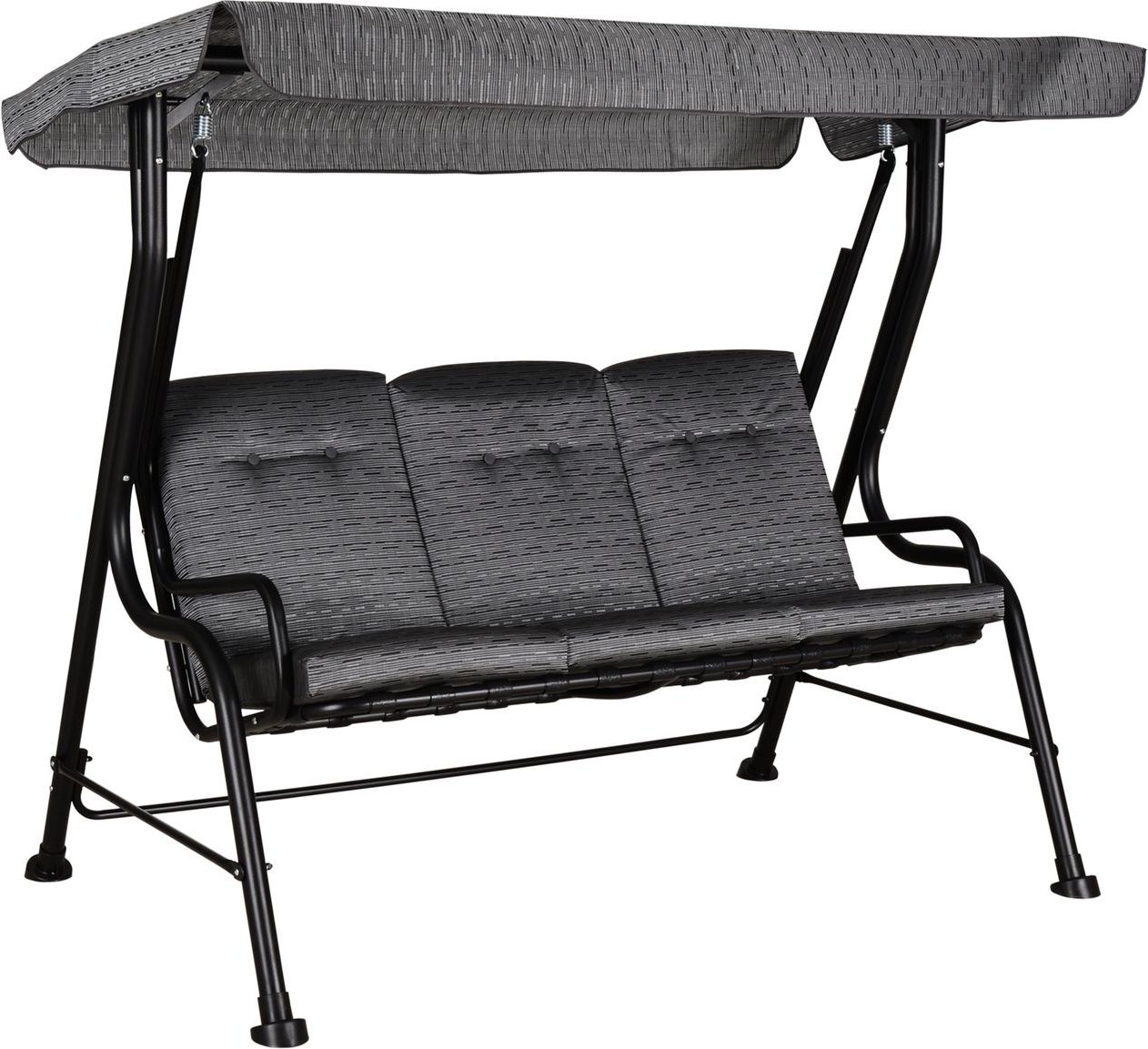 Hollywoodschaukel 3-Sitzer Gartenschaukel Sonnendach Texteline Schwarz