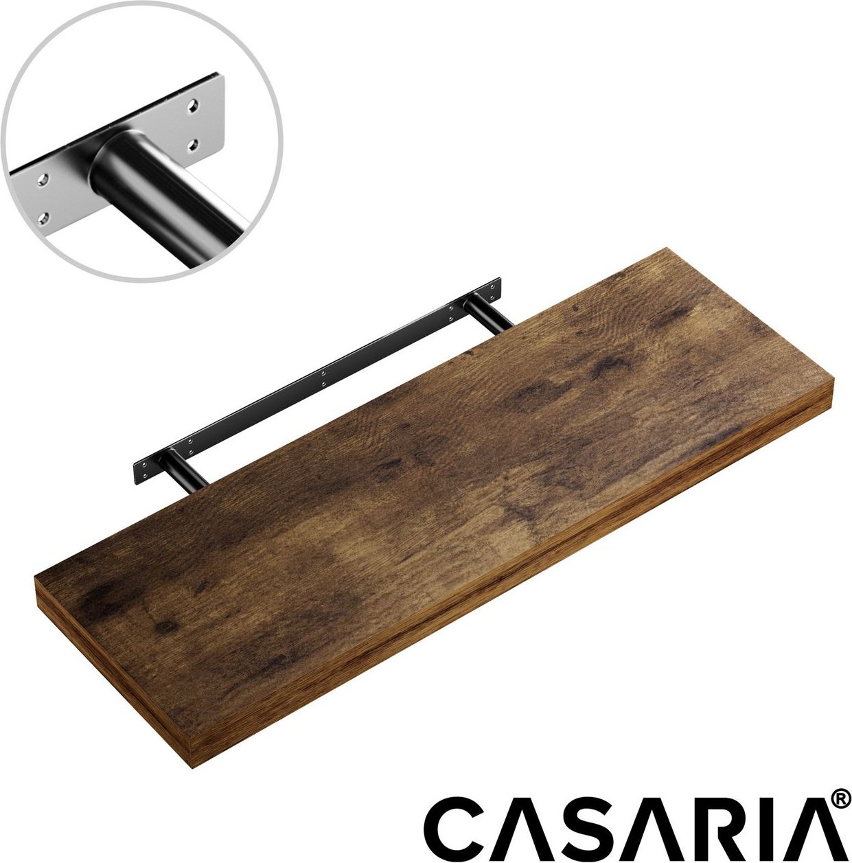 Casaria Wandregal Schweberegal 70cm Eiche dunkel + Halterung