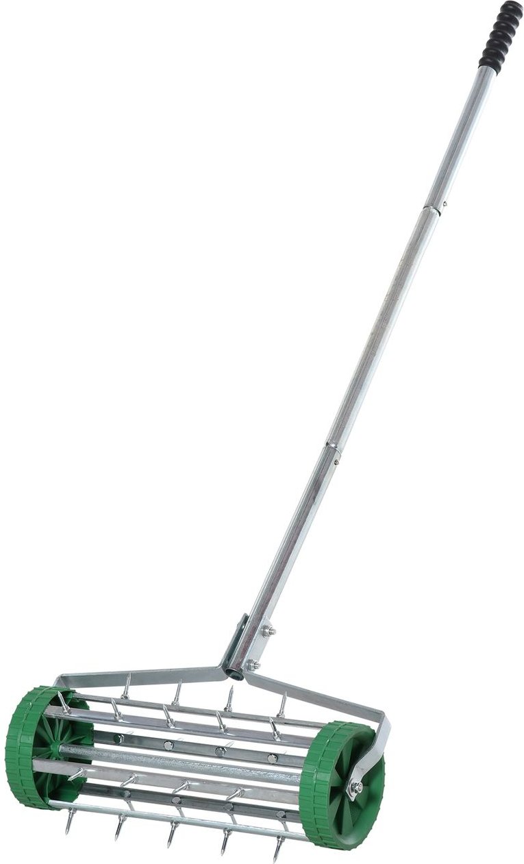 Rasenlüfter einstellbar rollender Rasenlüfter verzinktes Rohr Grün+Silber 135 x 42,5 x 15 cm