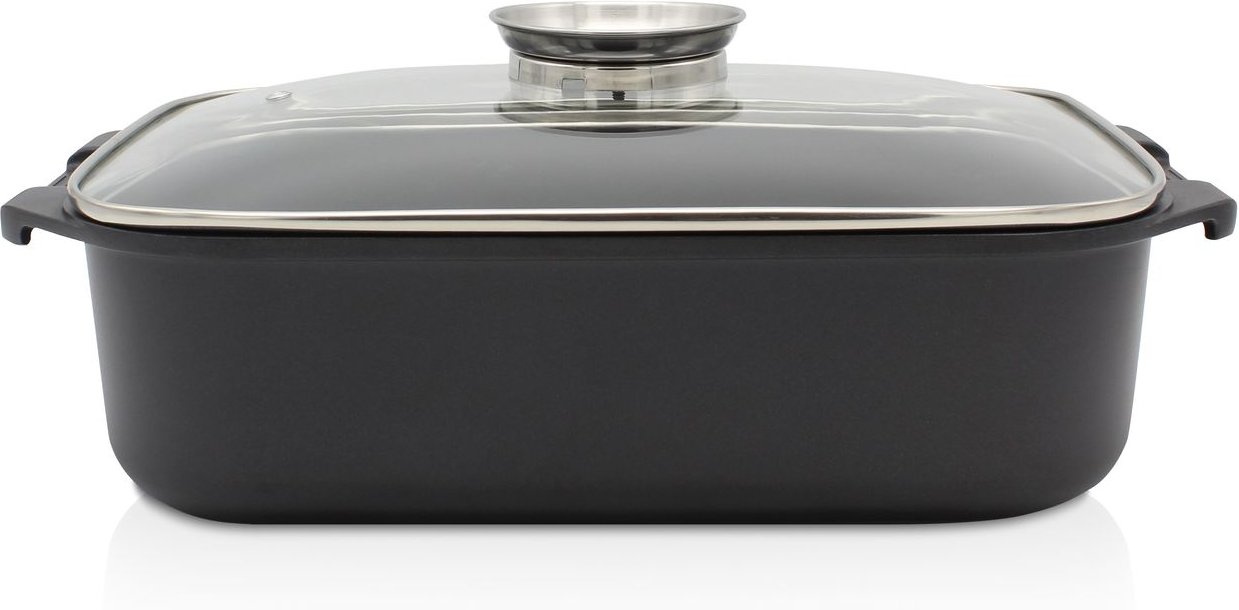 Aluguss Aromabräter DELTA mit Deckel, 34,5 x 24 x 9 cm