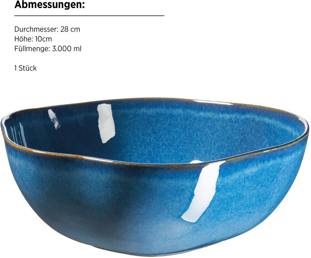 Serie Cordelia, Salatschüssel 28 cm, 1 Stk., Keramik, Blau