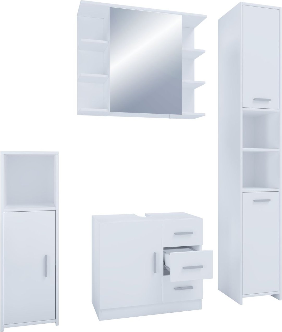 4-tlg. Badmöbelset Badezimmer Set "Zalo III" Weiß