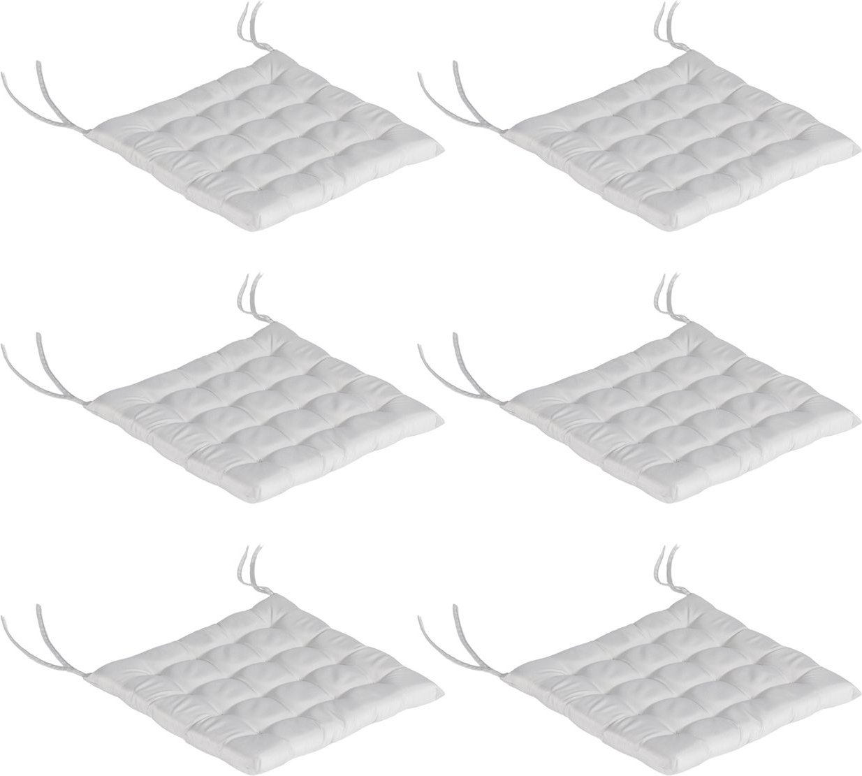 6er-Set Sitzkissen Stuhlkissen mit Bändern Sitzauflage, Polyester Grau