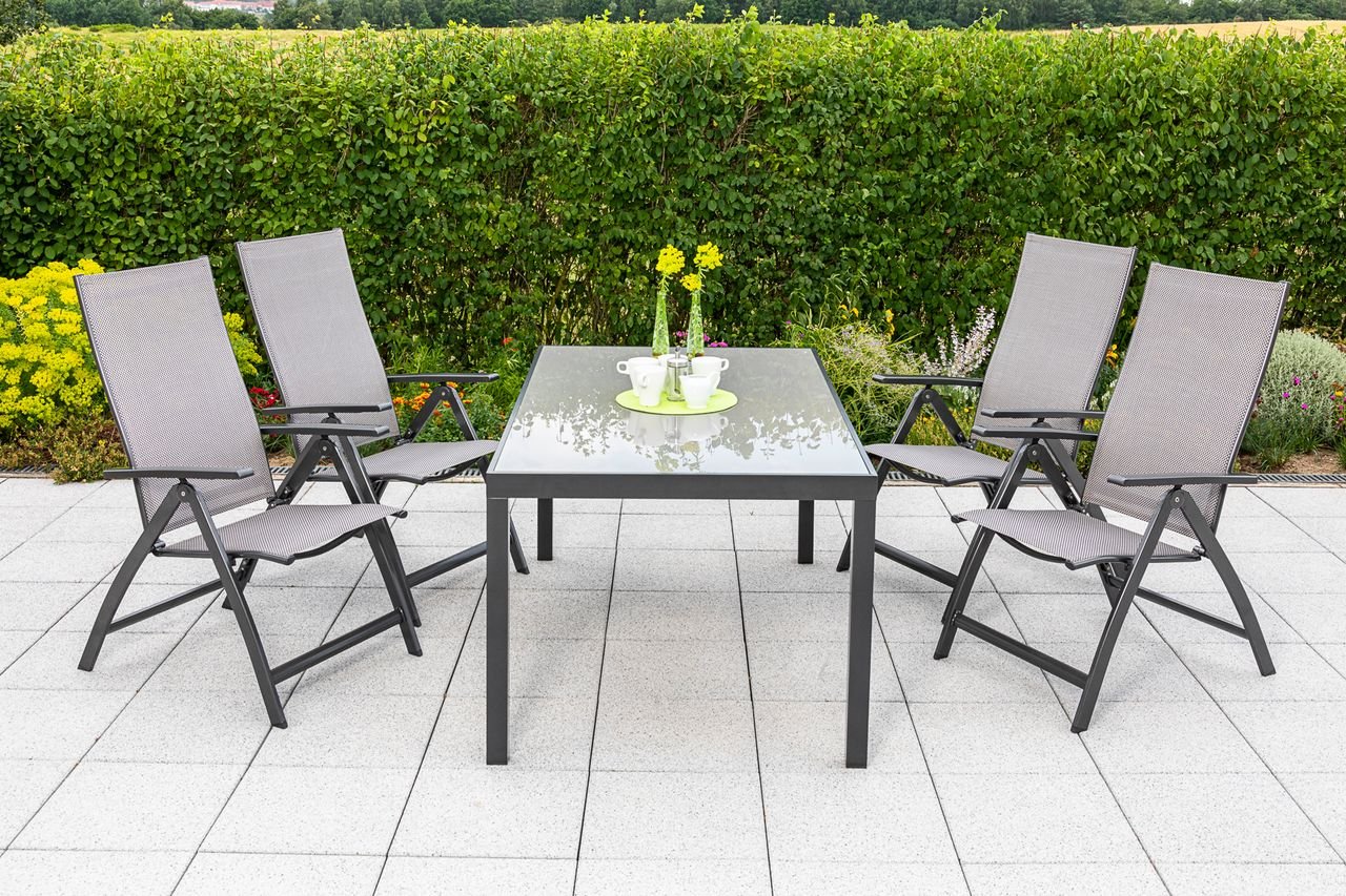 Vicenza Set 5tlg. graphit/diamantbraun Tisch 150x90 cm