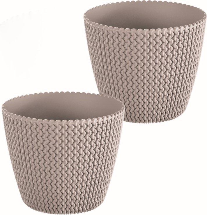 Blumentopf in Strickoptik, ca. 5 Liter, Taupe - 2er Set