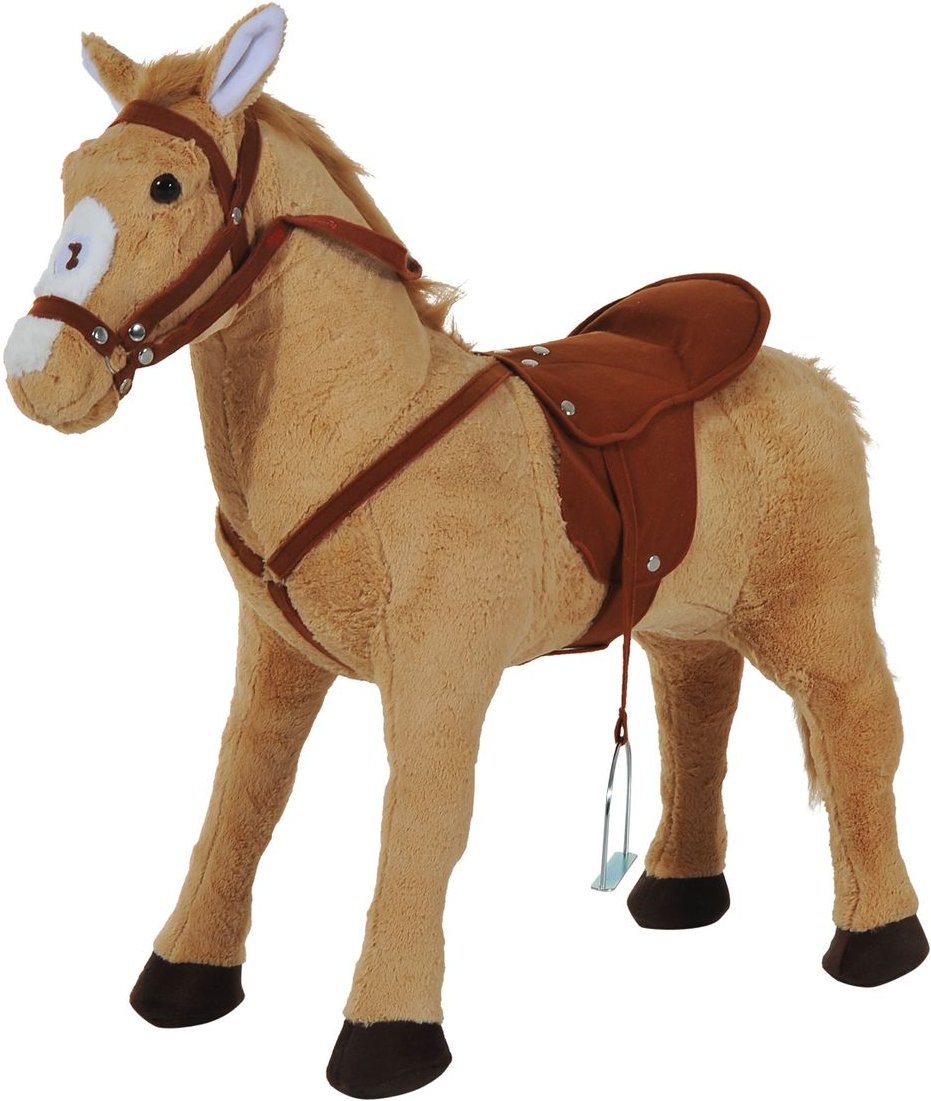 Reitpferd Spielpferd Plüschpferd Spielpferd für Kinder Stehpferd mit Sound Beige 85 x 28 x 60 cm