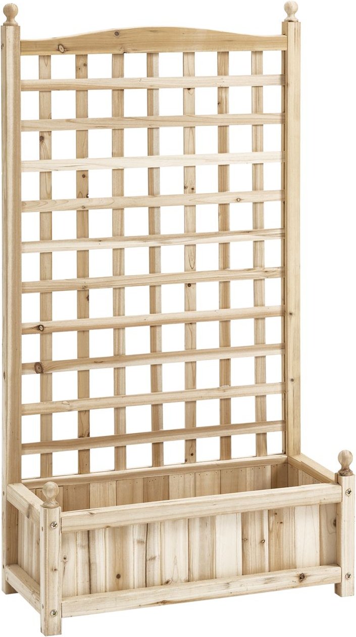 Thumbnail - Pflanzkasten Blumenständer Rankgitter mit Leckage-Löcher Garten Holz Naturholz 64 x 28 x 120 cm