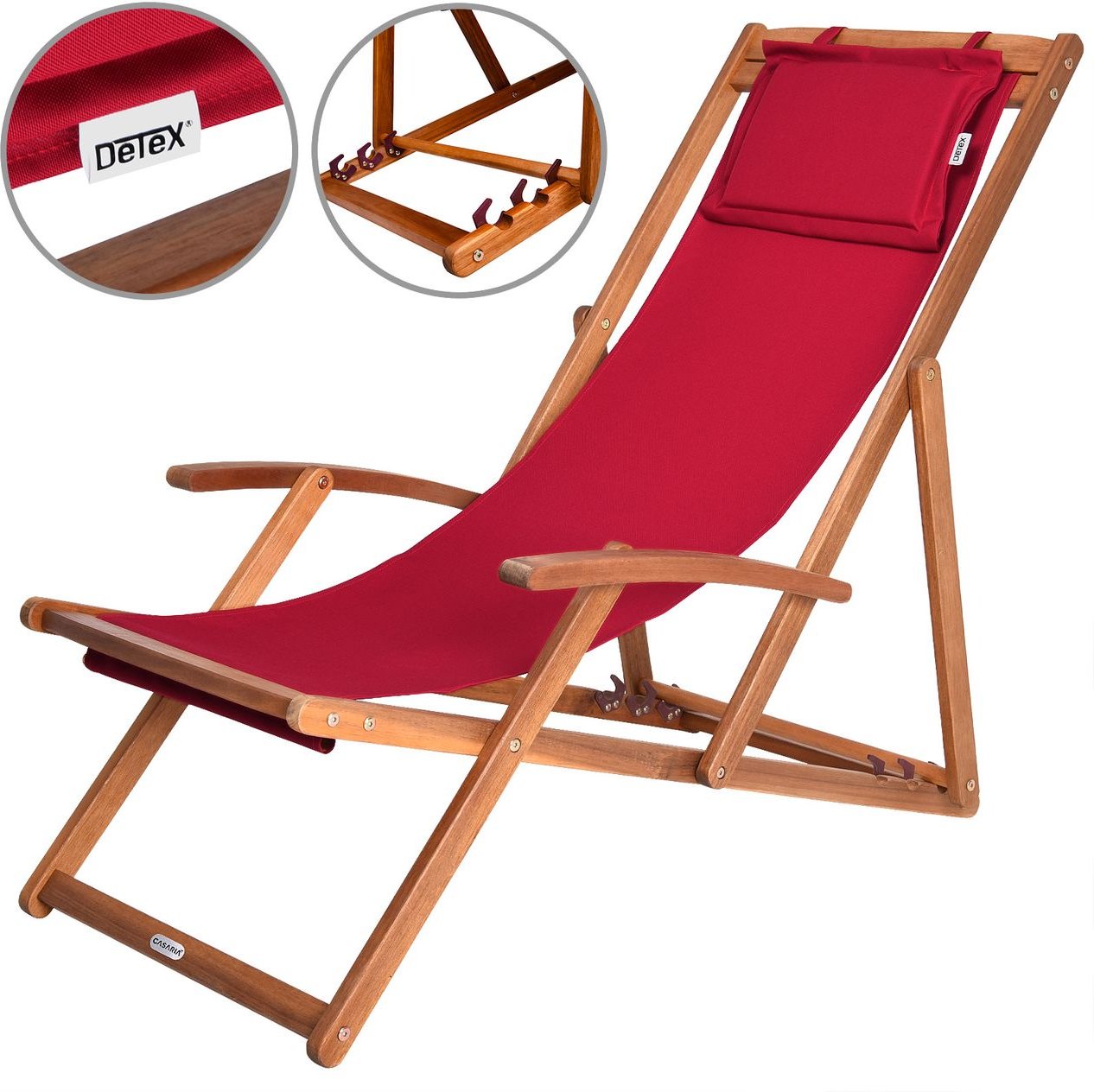 Casaria Sonnenliege Rot Akazienholz