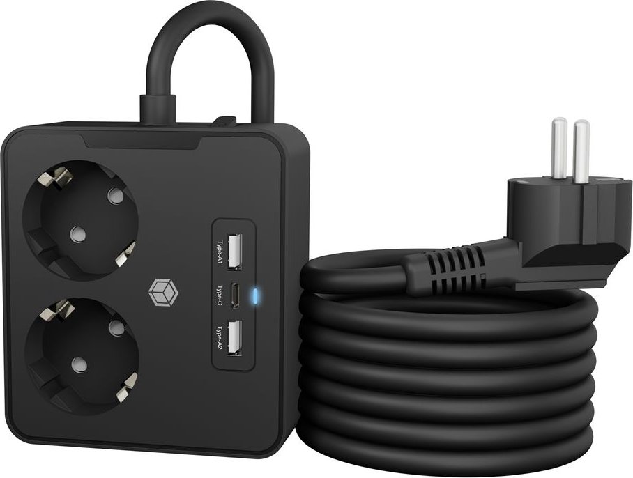 IB-MPS2220B-CH, Doppelsteckdose mit USB Ladegerät für Tisch- oder Wandmontage