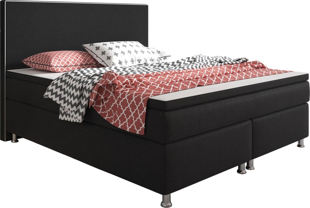 Boxspringbett King Size 180x200 cm Webstoff Schwarz