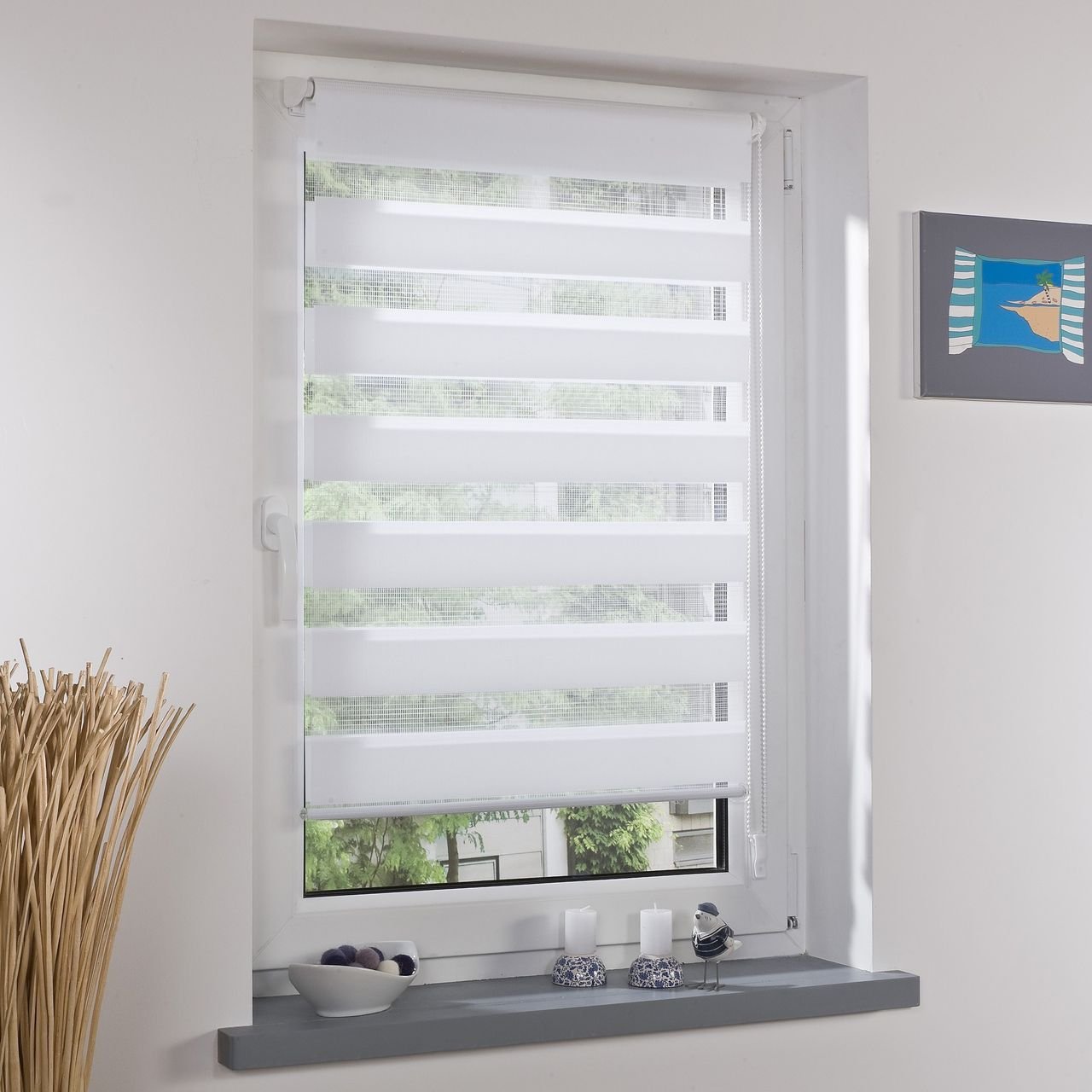 DUO-Rollo Doppelrollo, weiß, 150 x 80 cm