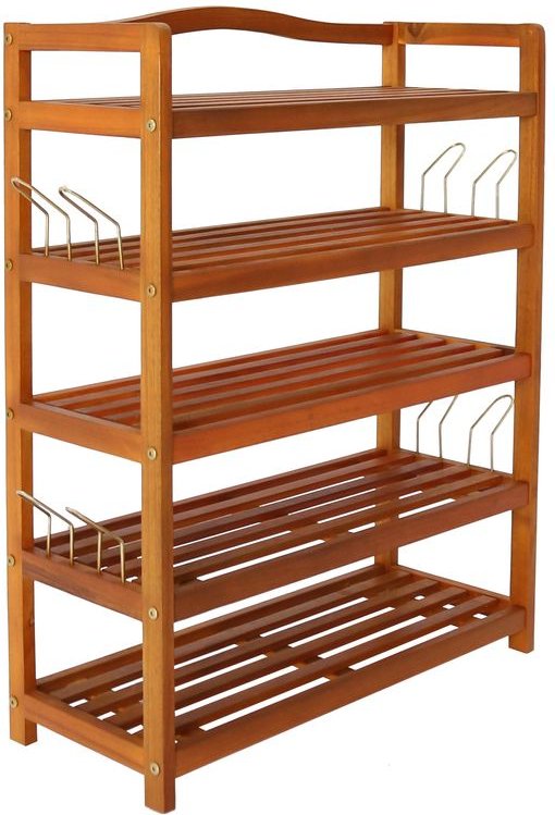 Allzweckregal mit 5 Etagen aus Akazienholz, ca. 94 x 82 x 26 cm - Braun