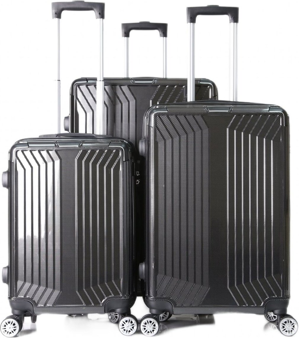 Reisekoffer Koffer 3 tlg Trolley Set Kofferset Gepäck Polycarbonat schwarz