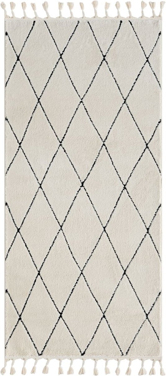 Teppich Moroccan Sketch, 100 cm x 200 cm, Farbe weiß, rechteckig, Florhöhe 19mm