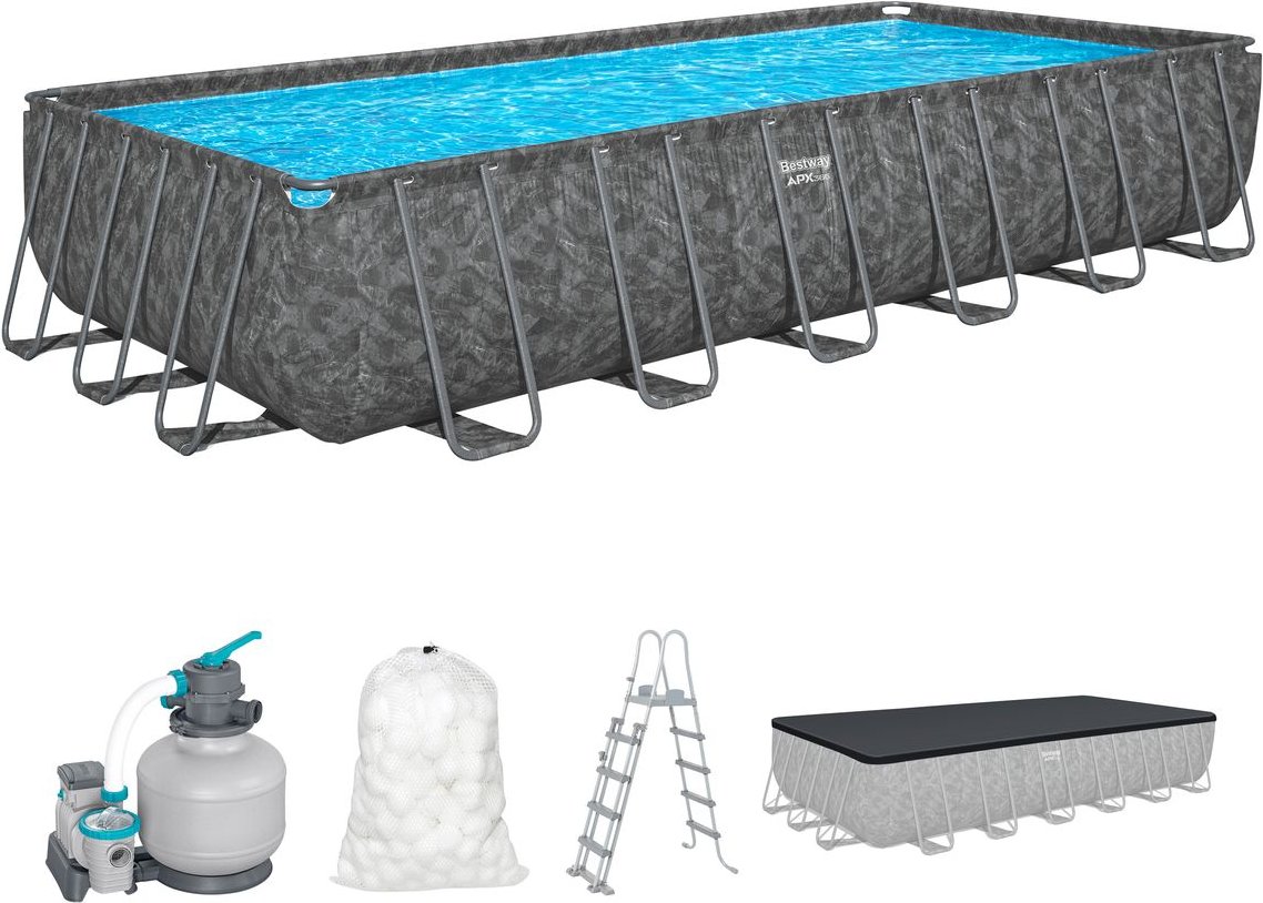 APX365™ Winterfestes Frame Pool Komplett-Set mit Sandfilteranlage 732x366x132cm, eckig