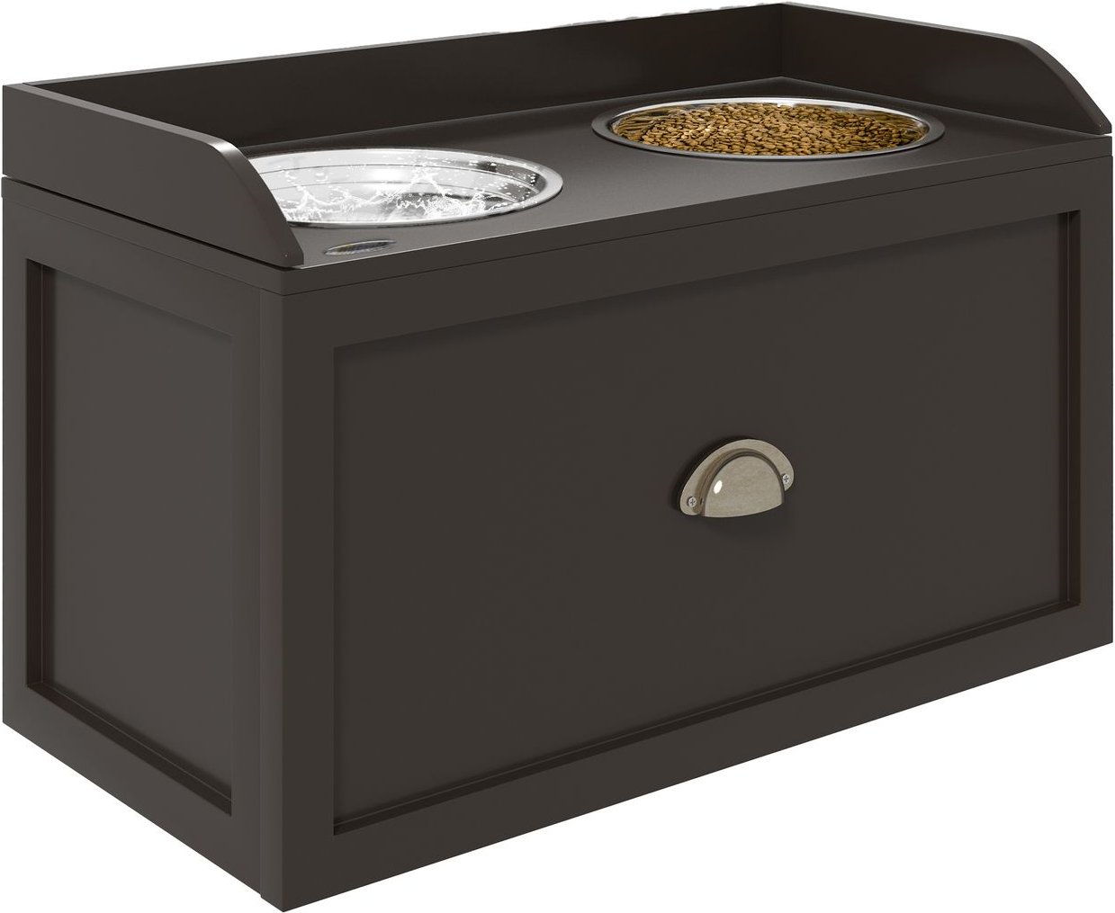 Thumbnail - PawHut Hundenapf, 2L Futternapf, erhöhter Fressnapf mit Schublade, Edelstahlnapf