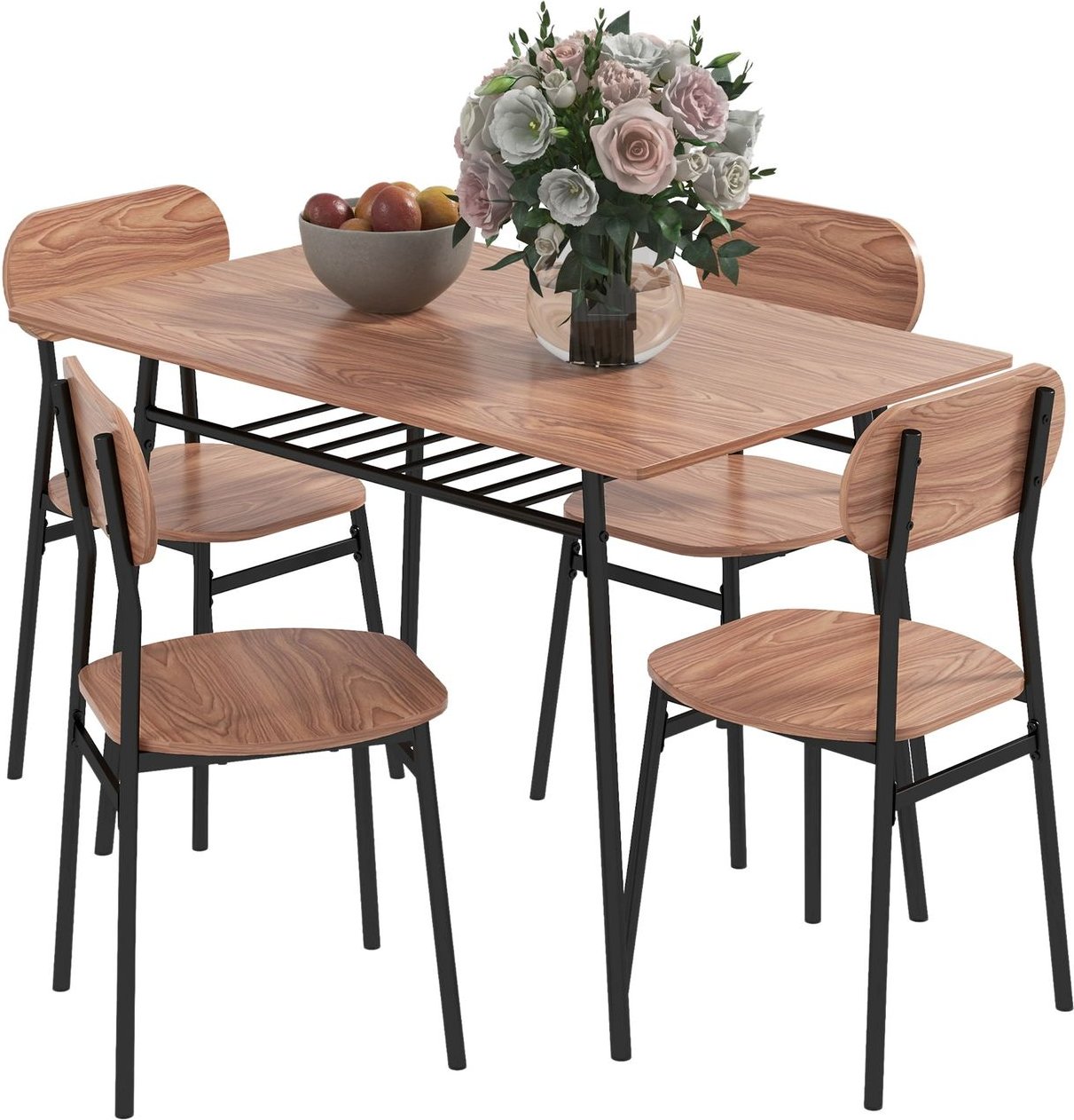 5-tlg. Essgruppe, Esstisch mit 4 Stühlen, Küchentisch mit Ablagefläche