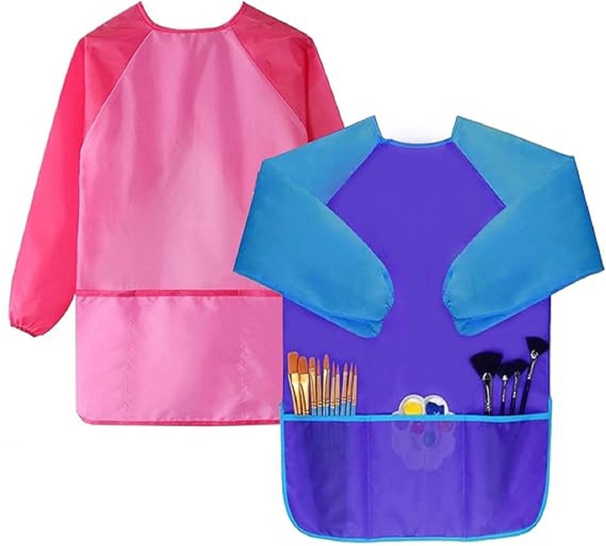 Kinder Malkittel 2er Set – Blau & Pink, Onesize