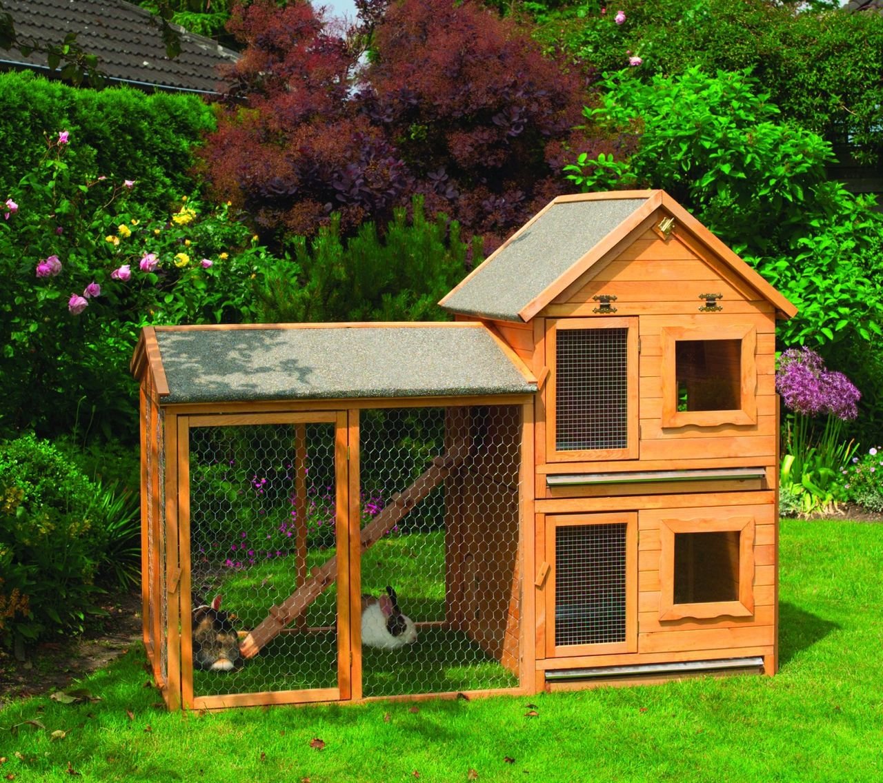 Promadino Kleintiervilla "Maxi" mit Erweiterung und Auslaufgehege