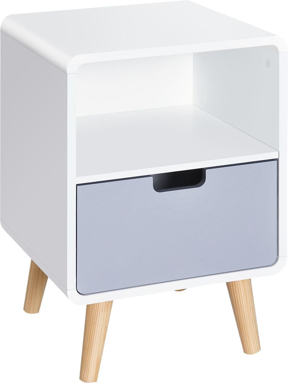Nachttisch Nachtkommode Beistelltisch Nachtschrank mit Schublade Weiß Grau L40 x B38 x H58 cm