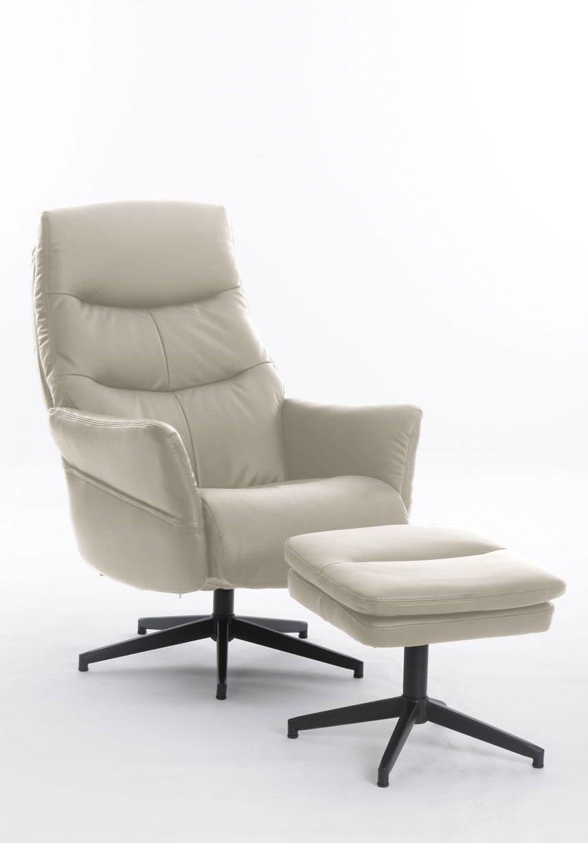 gepolsteter Relaxsessel mit Hocker HWP62-BEI beige