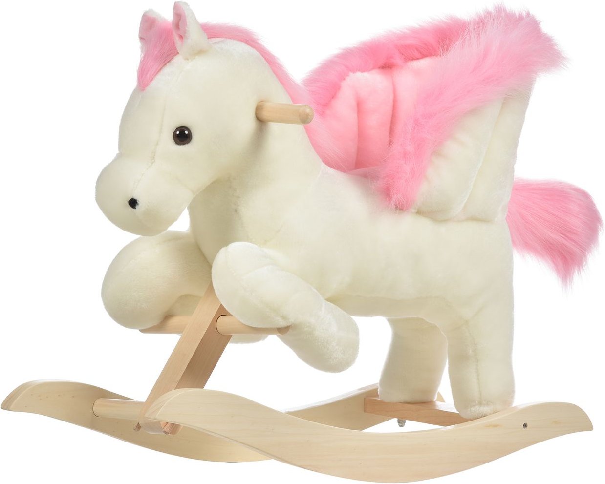 Kinder Schaukelpferd Baby Schaukeltier Pferd mit Tiergeräusche Spielzeug Haltegriffe für 18-36 Monate Plüsch Weiß+Rosa 7...