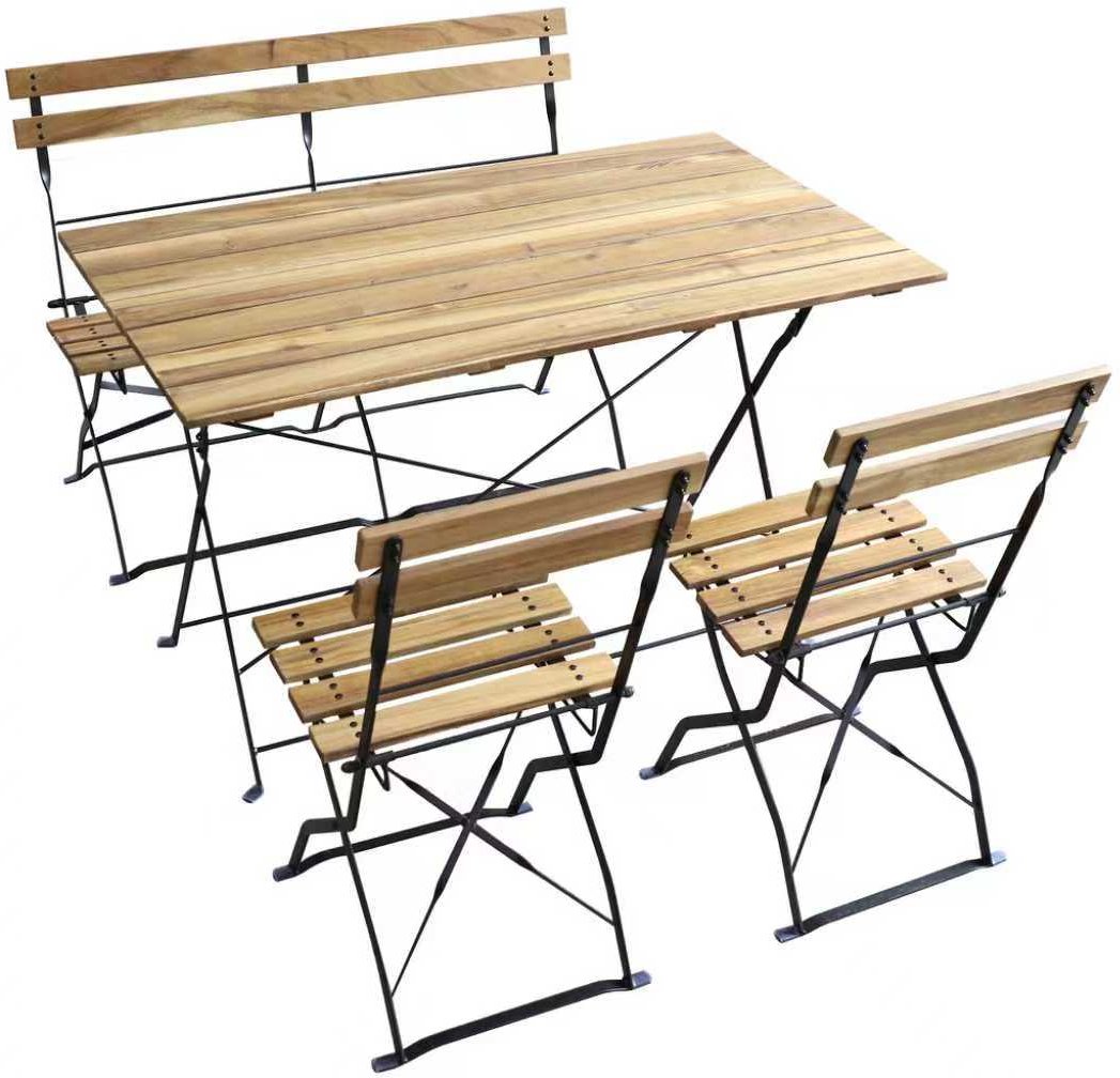 4tlg. Bistro-Set aus Akazienholz, klappbar - Braun