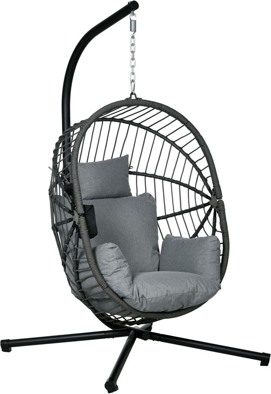 Hängesessel, Hängeschaukel mit Kissen, Hängestuhl mit Klappbarem Sitzkorb