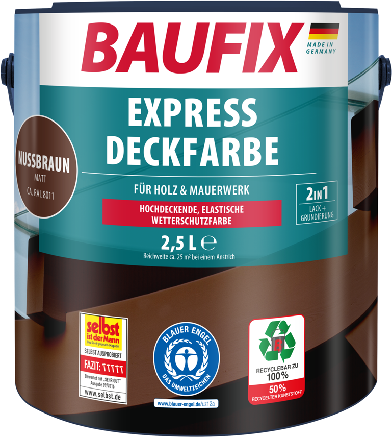2in1 Express Deckfarbe 2,5 L nussbraun