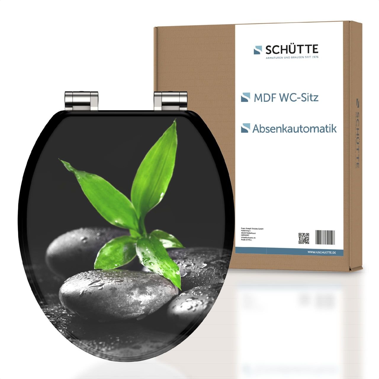 MDF WC Sitz DARK STONES AND BAMBOO Toilettendeckel mit Absenkautomatik