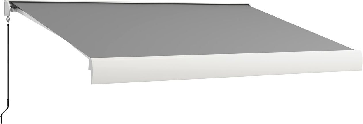 Outsunny Gelenkarmmarkise 4m Elektrische Markise mit Handkurbel, Fernbedienung