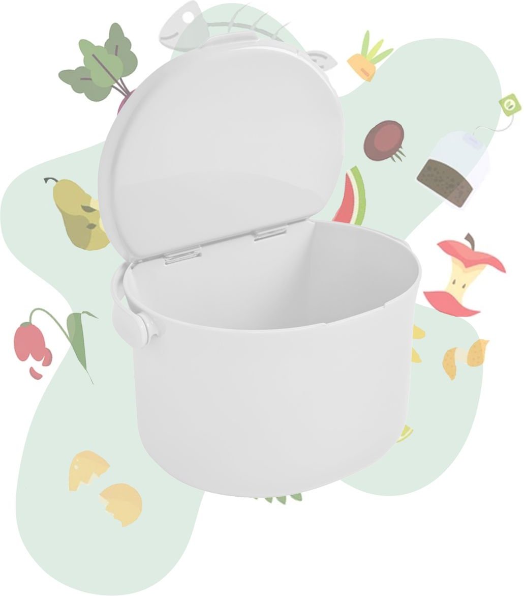 Behälter für Küchenabfälle, formschöner Komposteimer, cremeweiß