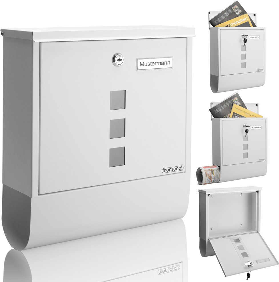 monzana Briefkasten mit Zeitungsrohr 85 x 33,5 x 30,5cm anthrazit