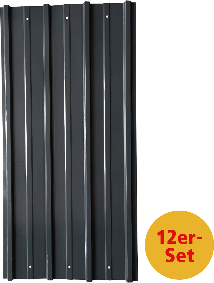 12er-Set Profil-/Trapezblech - ca. 117 cm x 57 cm - Anthrazit
