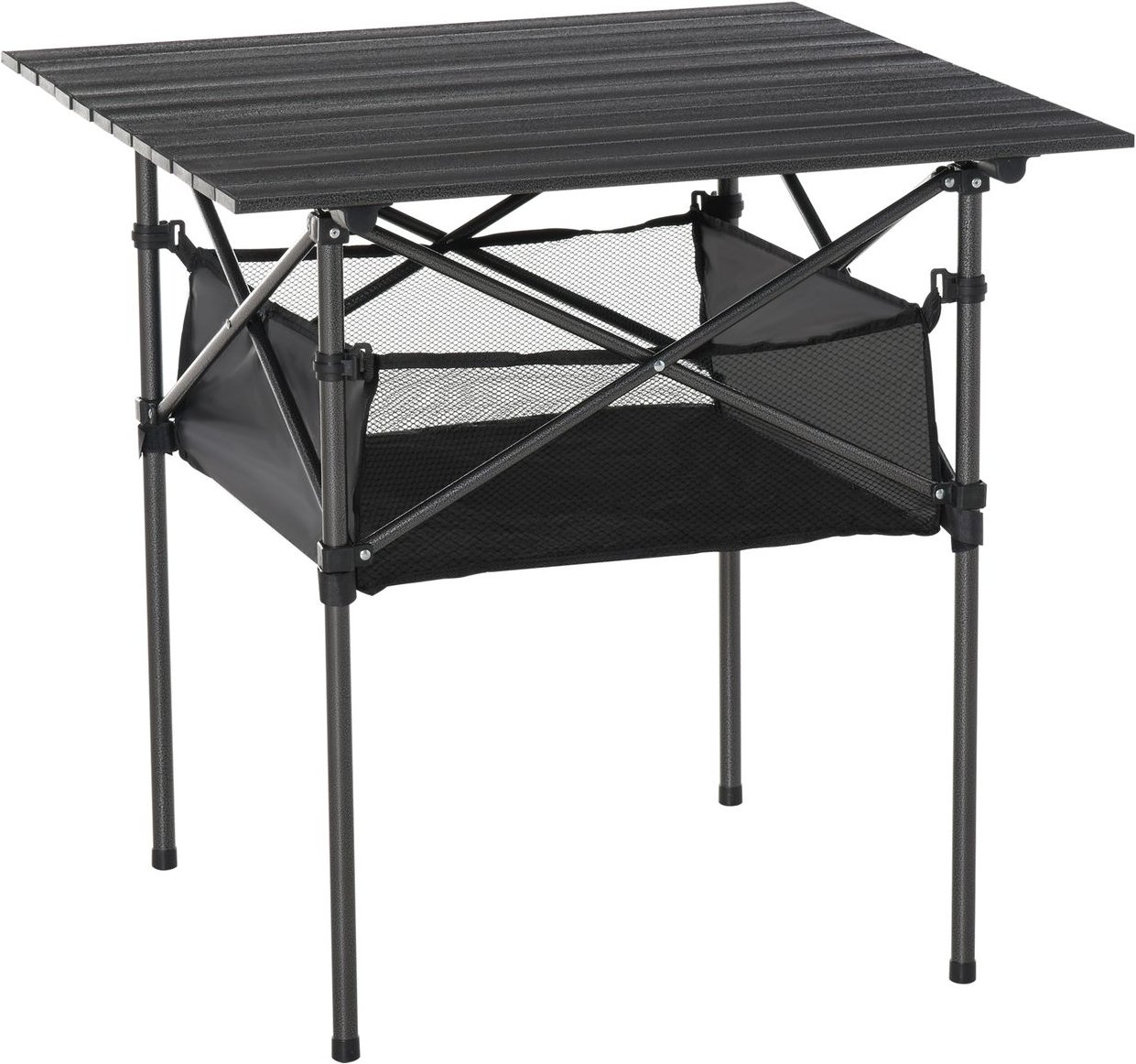 Campingtisch aus Aluminium faltbar für Camping Garten Party Picknick Balkon Schwarz 70 x 70 x 69 cm