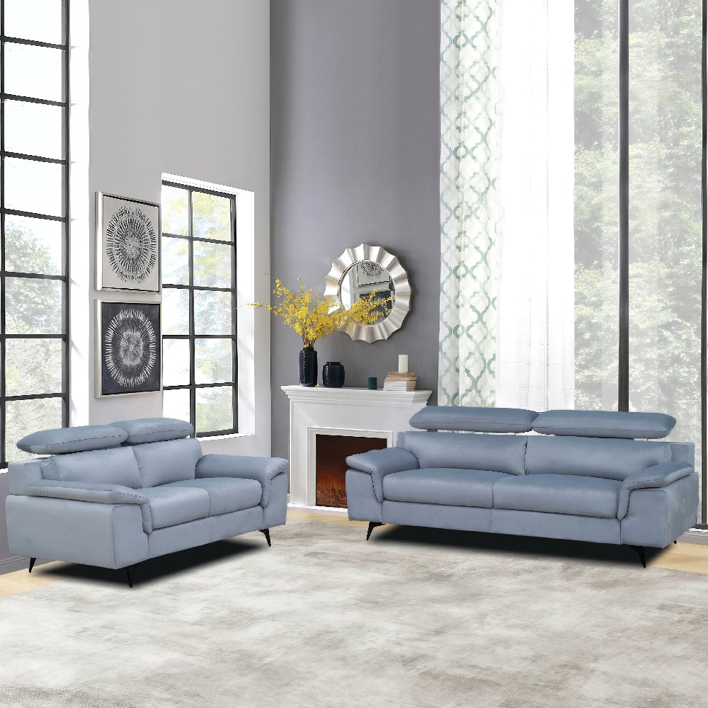 Thumbnail - Sofaset 2tlg. Couchgarnitur 3-2-Sitzer - ca. 205 x 86 x 75/93 cm - Samtstoff in Grau