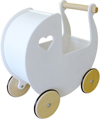 Dänischer Designer Holz-Puppenwagen (weiß) / dolls pram white