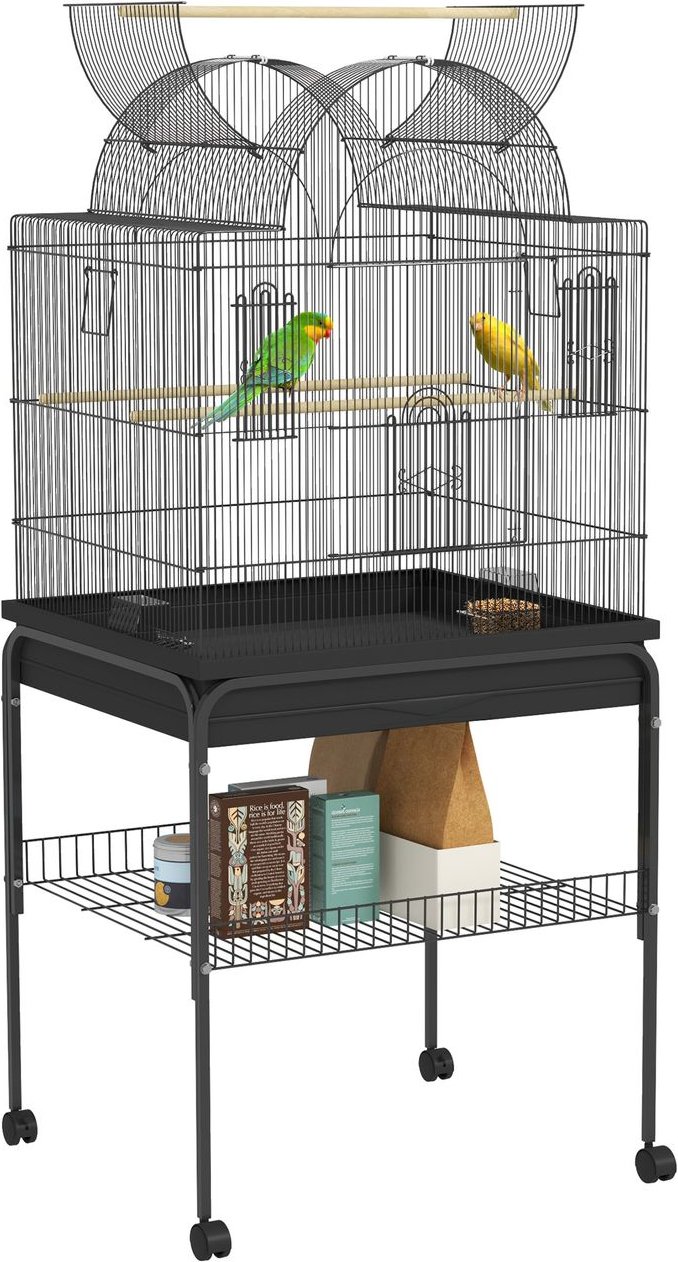 Vogelkäfig groß Wellensittichkäfig mit Tablett Ablagefläche Futterstation Rollen