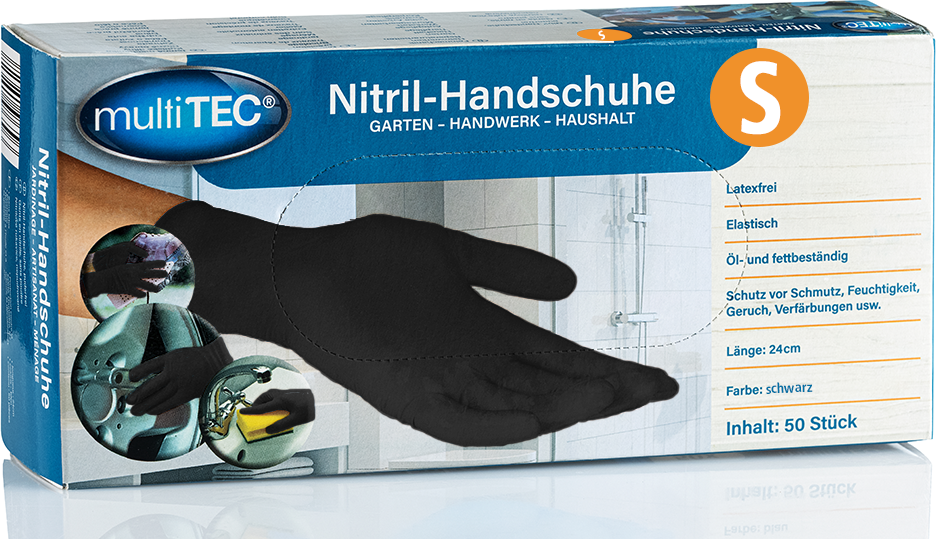 Nitril-Einweghandschuhe, Schwarz, Größe S - 50er-Pack