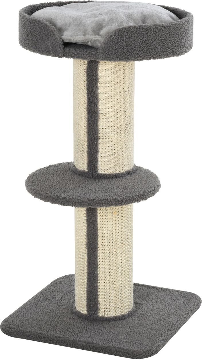 Katzenbaum Spielbaum Kratzstamm mit Plattform Sisal E1 Spanplatte Plüsch Grau 45 x 45 x 91 cm