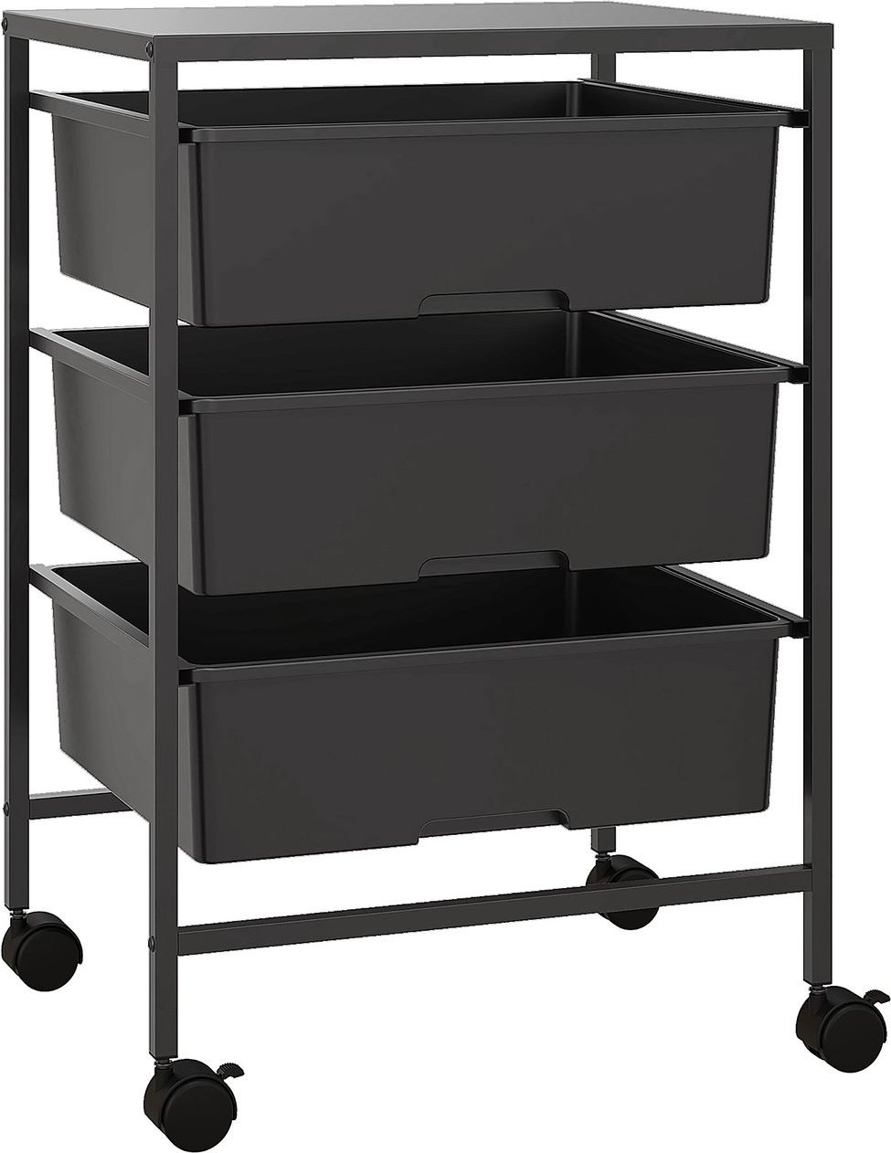 Thumbnail - HOMCOM Rollwagen, Servierwagen mit 3 Etagen, Griffe, Aufbewahrungswagen Schwarz