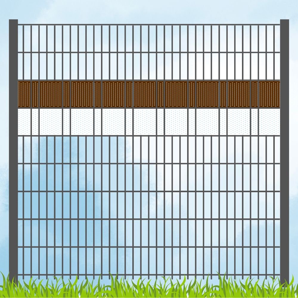 Sichtschutzstreifen Fanartikel Vereinsfarben Braun/Weiß Volle Streifenbreite GELOCHT