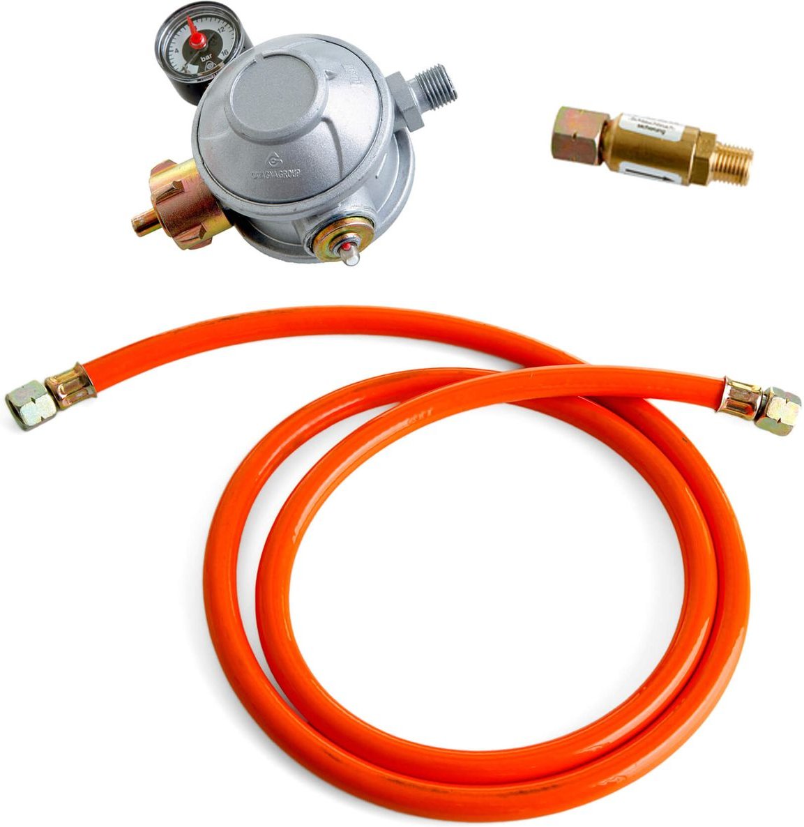 Thumbnail - Paella Anschlusspaket Gastro: 1,5 m Schlauch, Regler, Sicherung, 30 mbar