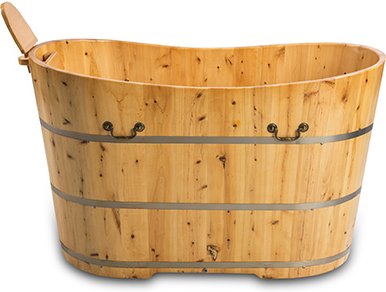 freistehende Holzbadewanne 120x62cm aus Zedernholz 120 L ergonomische Formgebung pflegeleichte Oberfläche verstärkter Ra...