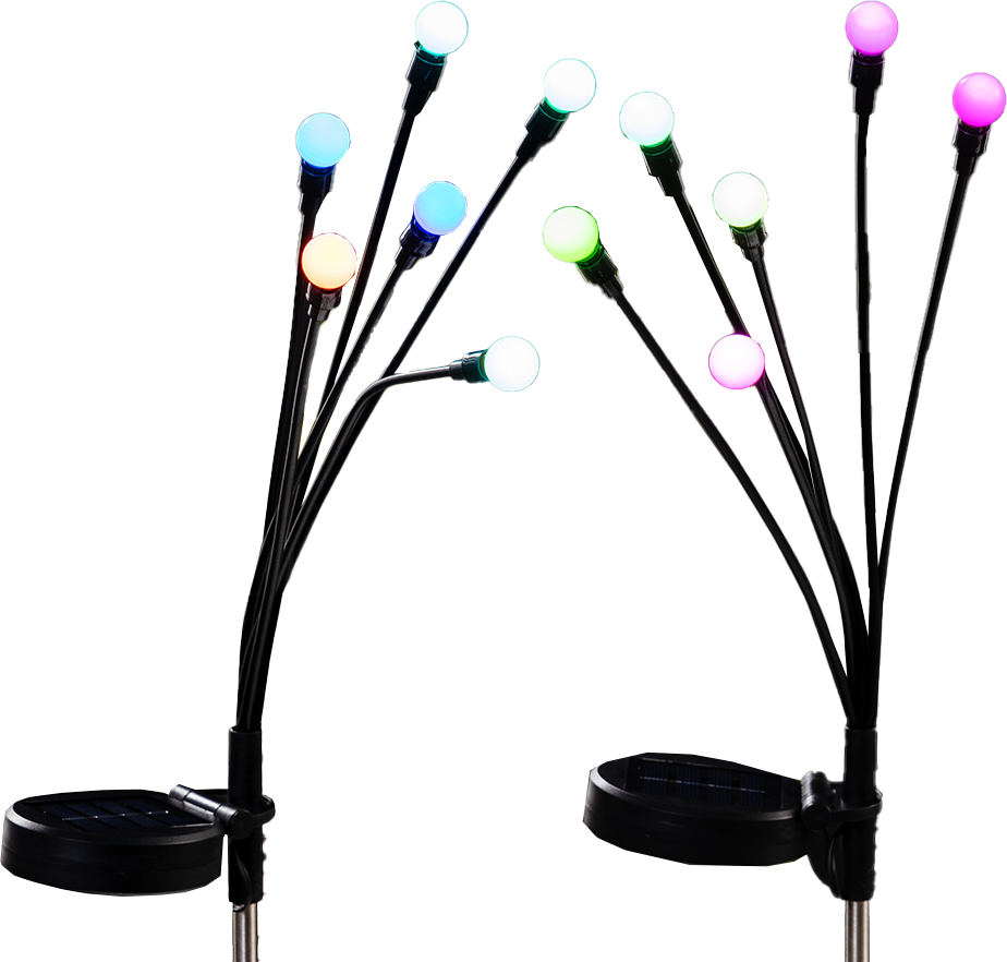 LED-Solar-Flexi-Gartenstecker 2er-Set - Leuchtkugeln Farbwechsel