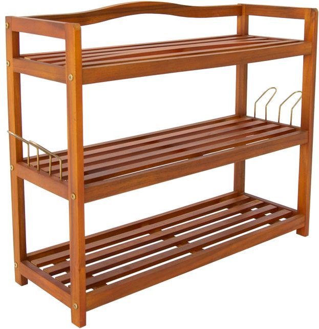 Schuhregal Akazie 3 Etagen 84 x 62 x 26cm braun