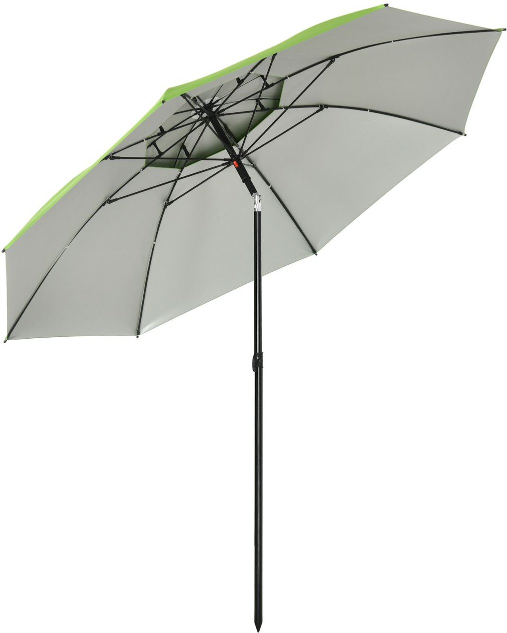 Outsunny Sonnenschirm, Ø185 cm Strandschirm mit UV-Schutz, Doppeldach