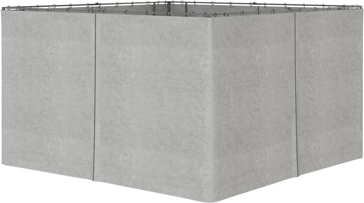 4 Seitenteile für 3x4 m Pavillon mit Haken Seitenwände Polyester Grau